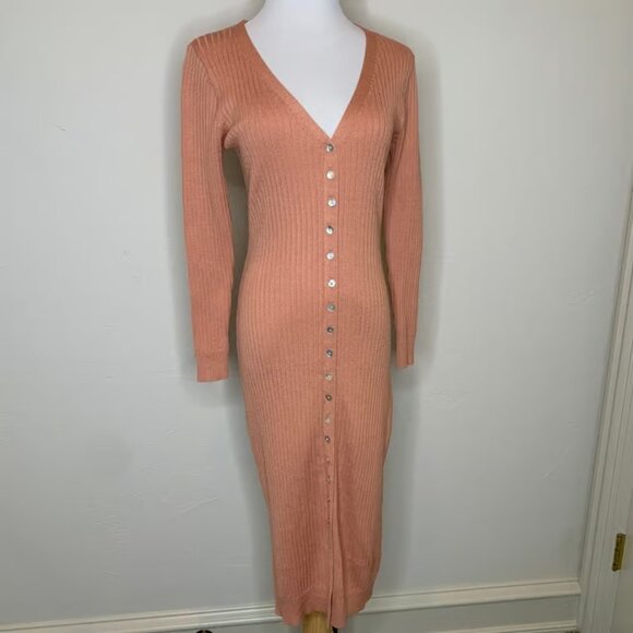 Heartloom Revolve Burnt Orange Button Front Sweater Dress Sz Small - Picture 1 of 7